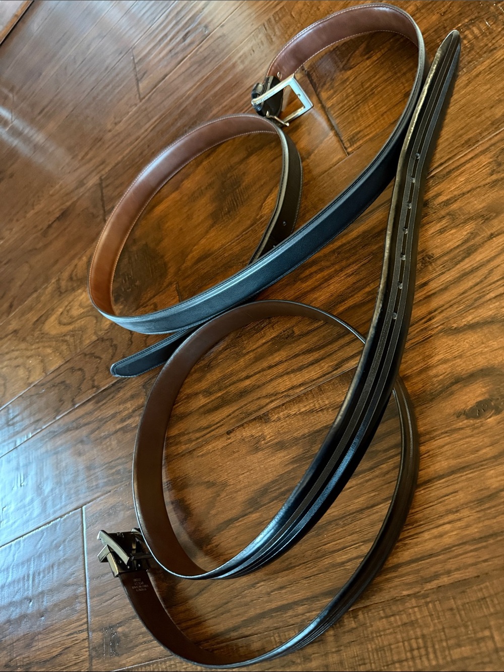 Brown and Black Leather Men's Belt